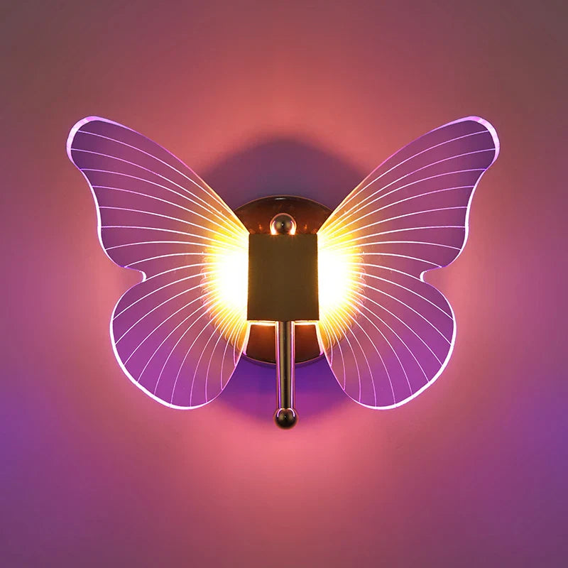 Applique murale LED papillon colorée